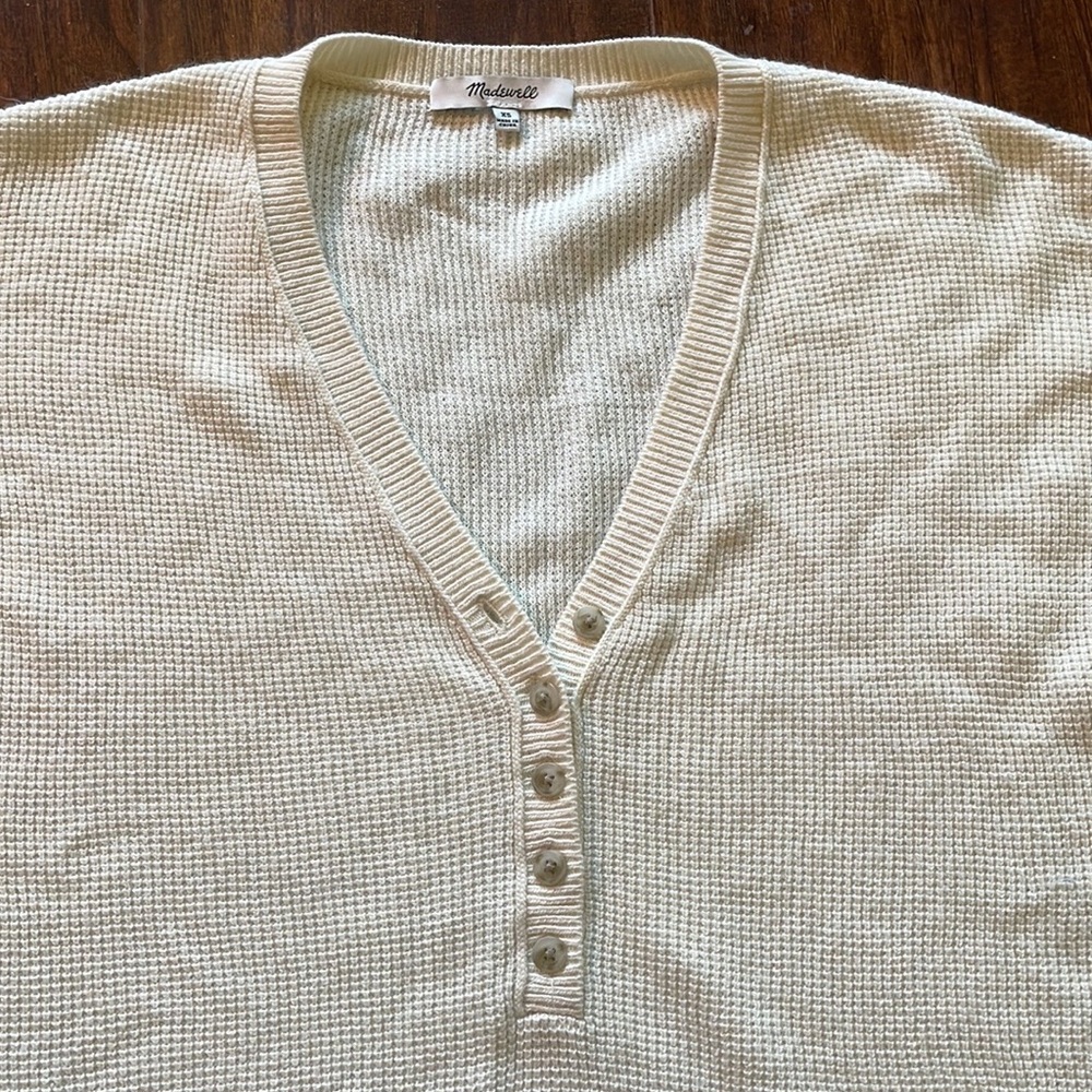 Madewell Alpaca Wool Blend Loose Fit Oversized Sweater Buttons Size XS - Picture 5 of 10
